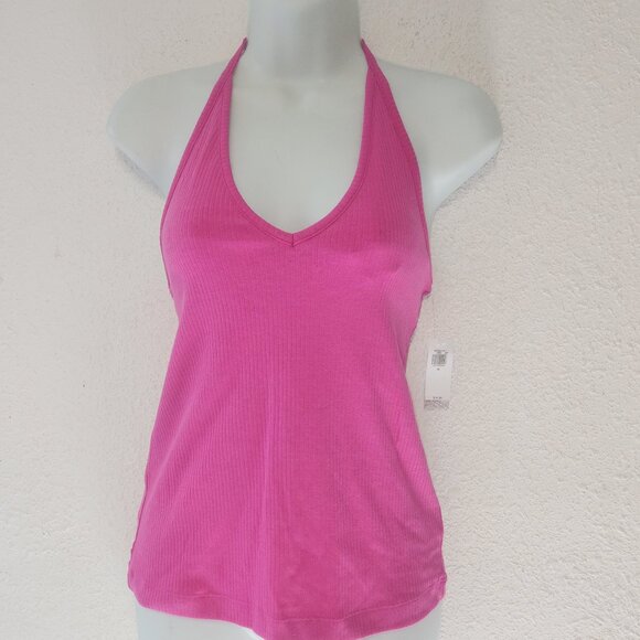 Old Navy ribbed Pink sleeveless top w/ tie behind neck.  NWT - Picture 1 of 12